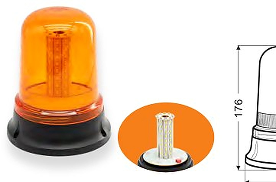 HY-08 LED Rotating Amber Beacon 40W 80 LED 360 Degree Flange Mount Truck Tractor ECE R65