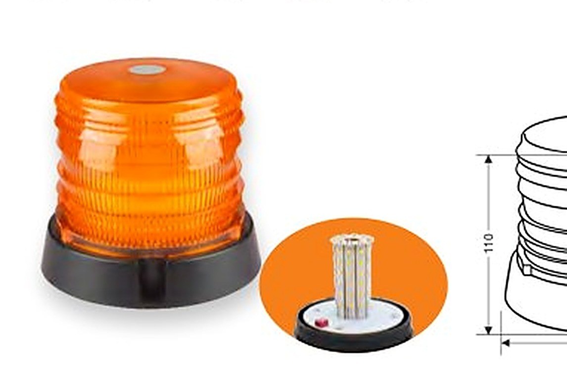 HY-218 LED Strobe Beacon 30W Amber 7 Flash Patterns Flash Rotation Steady Flange Truck ECE R65