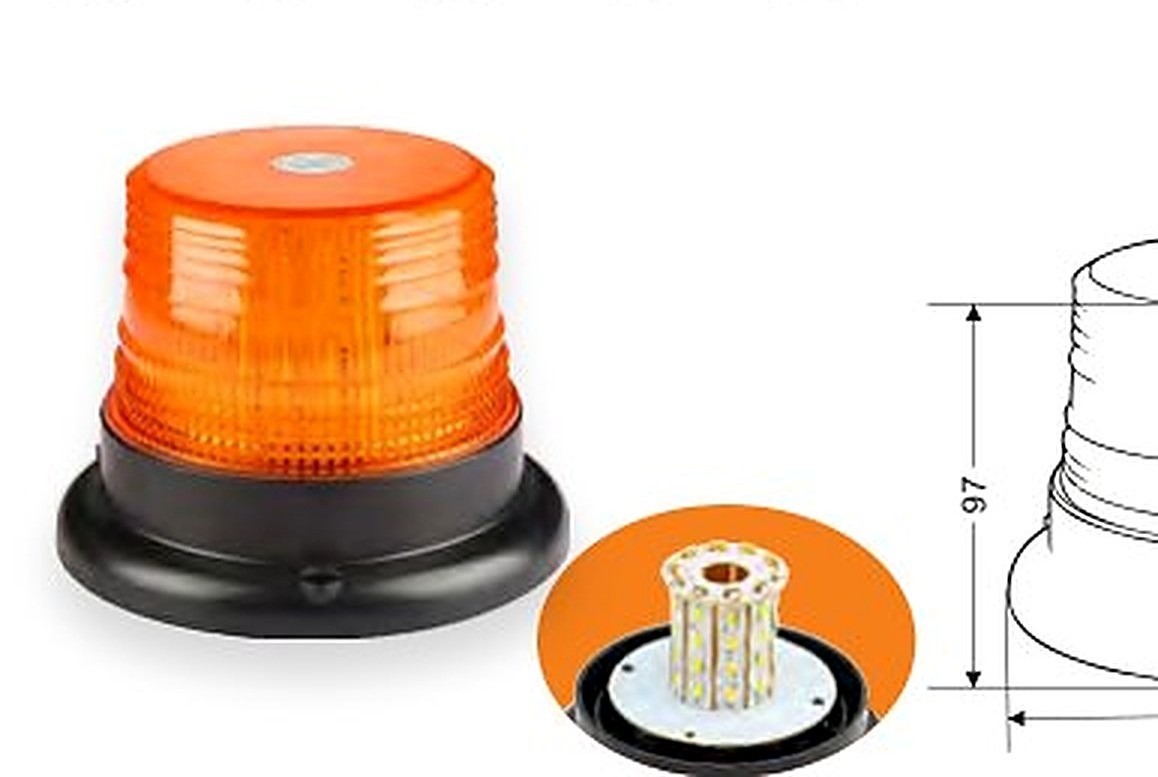 HY-240 Compact LED Rotating Amber Beacon 15W 40 SMD Low Profile Flange Tractor ECE R65