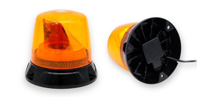 HY-411 LED Rotating Amber Beacon 30W 6x5W LED Aluminum Base Flange Mount Truck Tractor ECE R65
