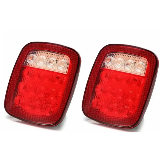 Universal 16 LED Stop Tail Turn Signal Backup Reverse Brake Clearance Marker Lights Lamps for Jeep YJ JK CJ Truck Trailer 12V