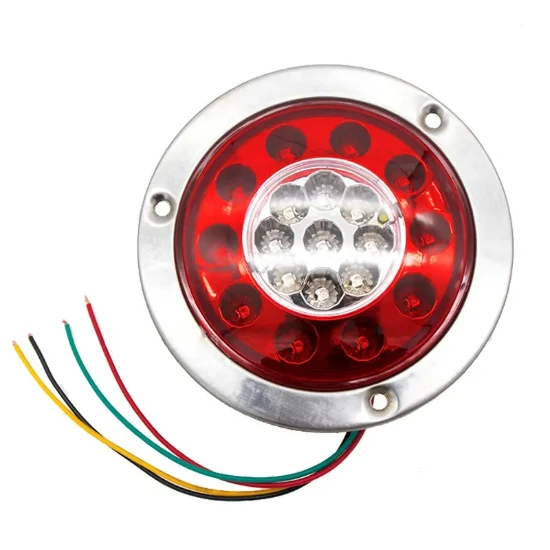 Round circle Vehicle Car truck 10-30v red amber with silvery painting metal frame 19LED tail light