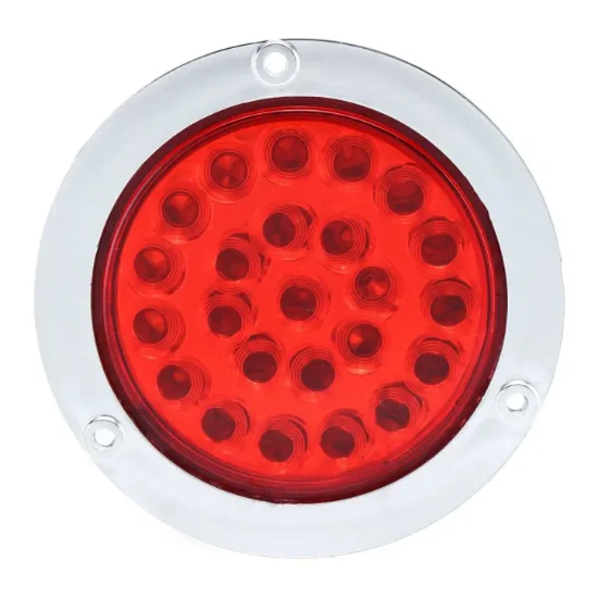 24LED Amber Red White 3 color 4 Inch Round LED tail light For Car Bus Trailer Truck Lorry ruck tail light with Chrome ring